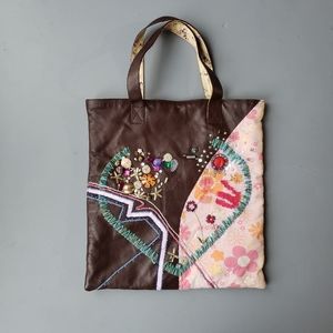 Chan Luu Brown and Pink Embroidered Tote